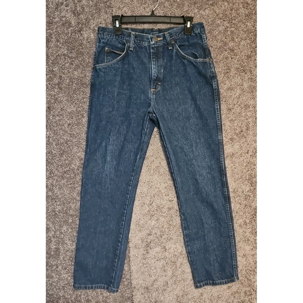 Wrangler Straight Leg Jeans Men's Size 33x30 Dark Wash Blue Denim Cotton